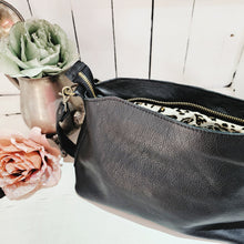 Load image into Gallery viewer, The Fabulous Genuine Leather Sneaky Leopard Crossbody Bag in Black