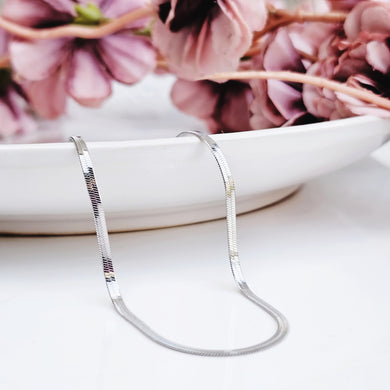 Stainless Steel Silver Herringbone Necklace - Water & Tarnish Proof