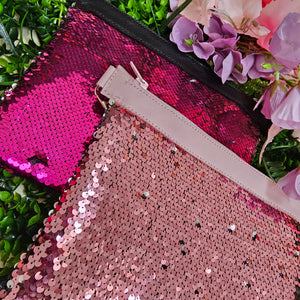 The Fabulous Genuine Leather Moon Bag in Pink with Sequins
