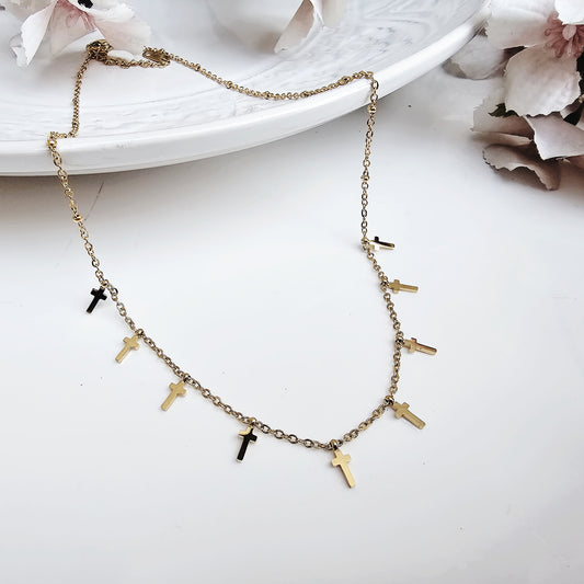 18k Gold Plated Stainless Steel Cross Necklace