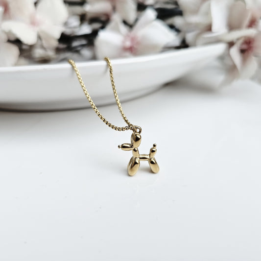 18k Gold Plated Stainless Steel Balloon Dog Necklace