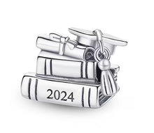 Load image into Gallery viewer, 925 Sterling Silver 2024 Graduation Books Bead Charm