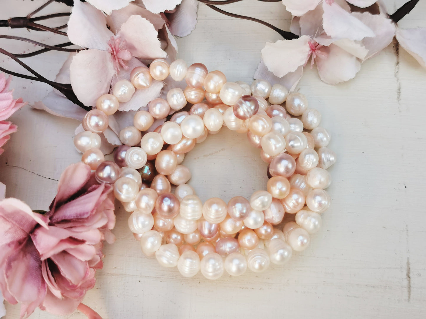 Genuine Freshwater Pearl Stretch Bracelet – Elastic Cord Jewelry for Women