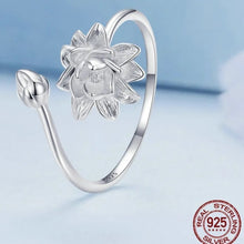 Load image into Gallery viewer, 925 Sterling Silver  Lotus Adjustable Ring