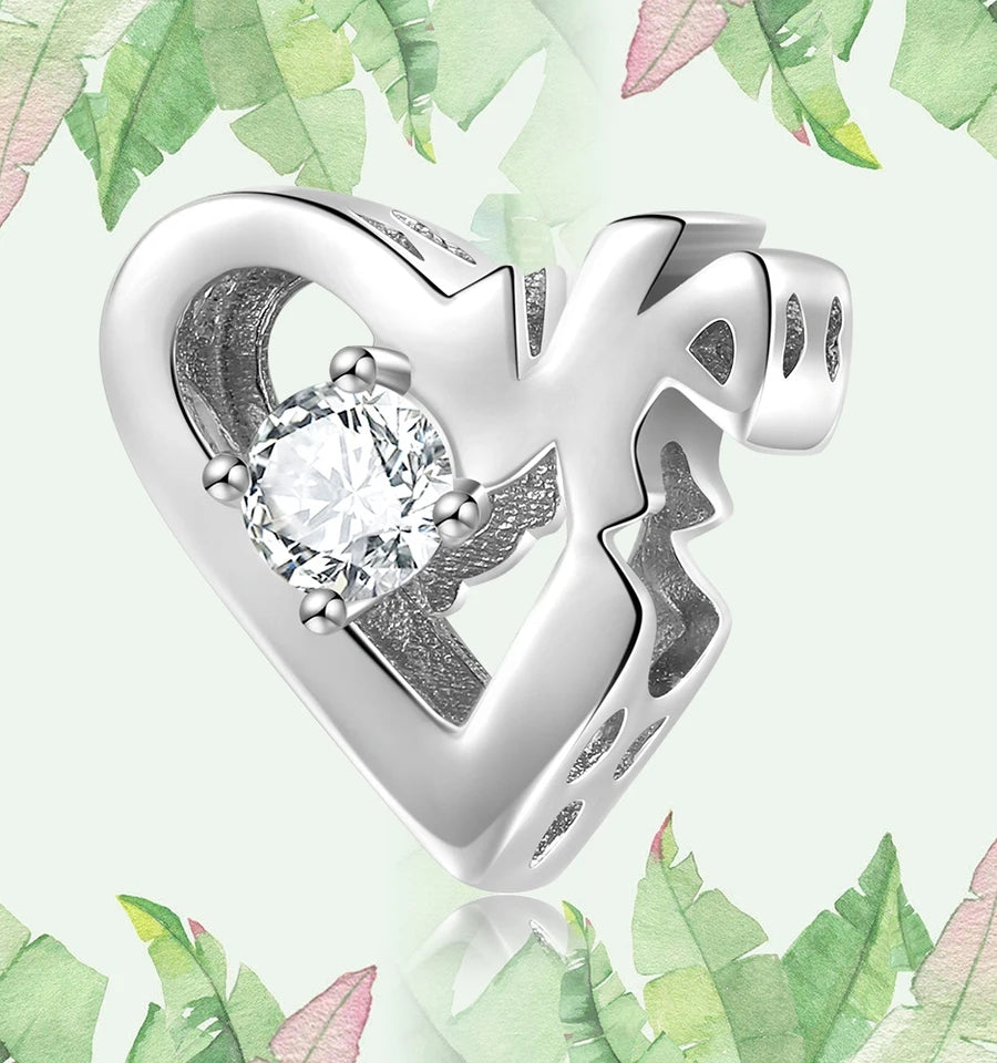 Clear CZ Heart Love Bead Charm
