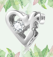 Load image into Gallery viewer, 925 Sterling Silver Clear CZ Heart Love Bead Charm