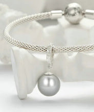 Load image into Gallery viewer, 925 Sterling Silver Pearl Grey/Silver Colour CLIP ON Dangle Charm