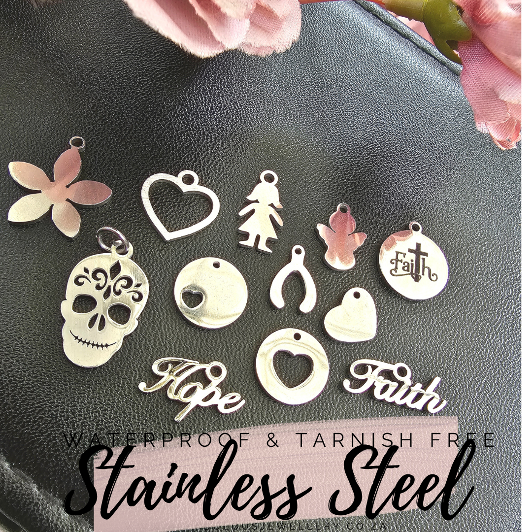 Silver Stainless Steel Charms - Water and Tarnish Proof