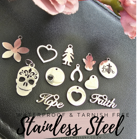 Silver Stainless Steel Charms - Water and Tarnish Proof