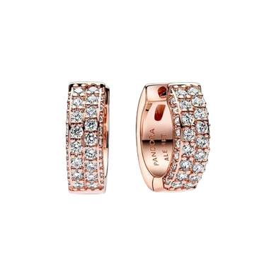 925 Sterling Silver Rose Gold Plated Pave Earrings