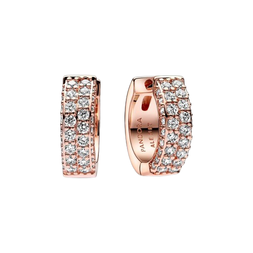 925 Sterling Silver Rose Gold Plated Pave Earrings