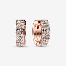 Load image into Gallery viewer, 925 Sterling Silver Rose Gold Plated Pave Earrings