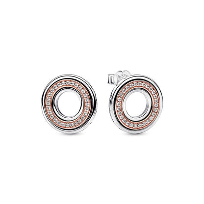 Two Tone Round Stud Earrings