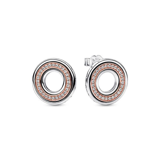 Two Tone Round Stud Earrings