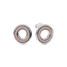 Load image into Gallery viewer, 925 Sterling Silver Two Tone Round Stud Earrings