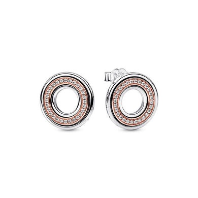 925 Sterling Silver Two Tone Round Stud Earrings