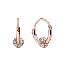 Load image into Gallery viewer, 925 Sterling Silver Rose Gold Plated Pave Ball Earrings