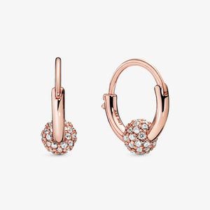 925 Sterling Silver Rose Gold Plated Pave Ball Earrings