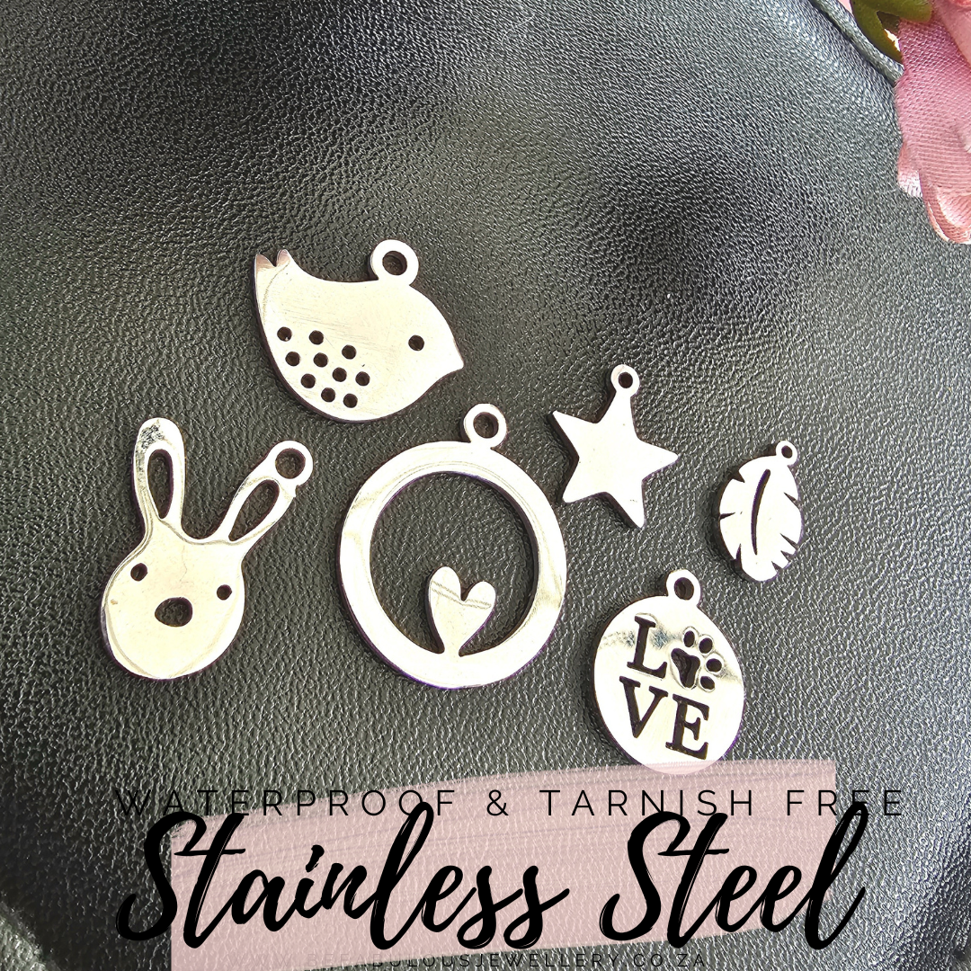 Silver Stainless Steel Charms - Water and Tarnish Proof
