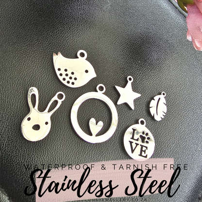 Silver Stainless Steel Charms - Water and Tarnish Proof