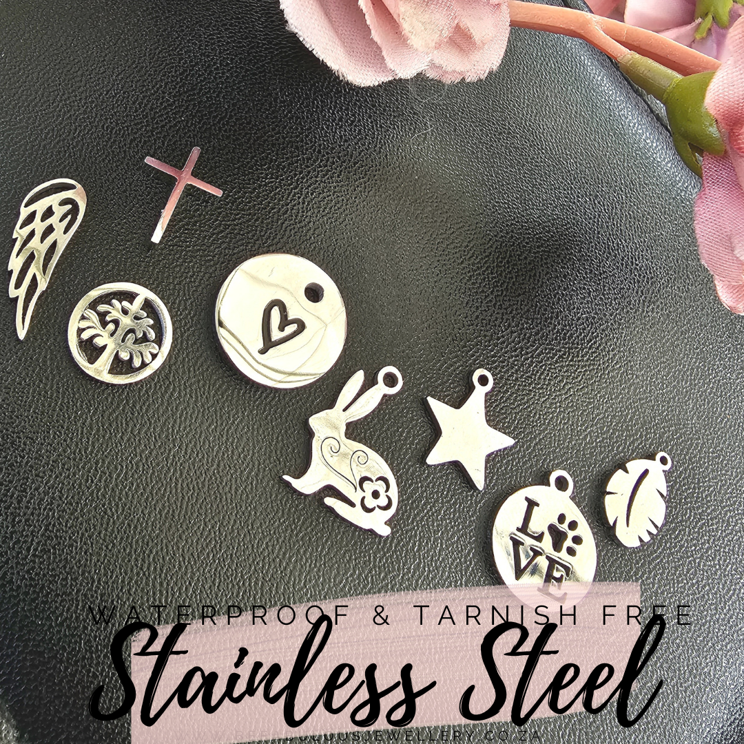 Silver Stainless Steel Charms - Water and Tarnish Proof