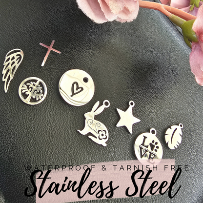 Silver Stainless Steel Charms - Water and Tarnish Proof