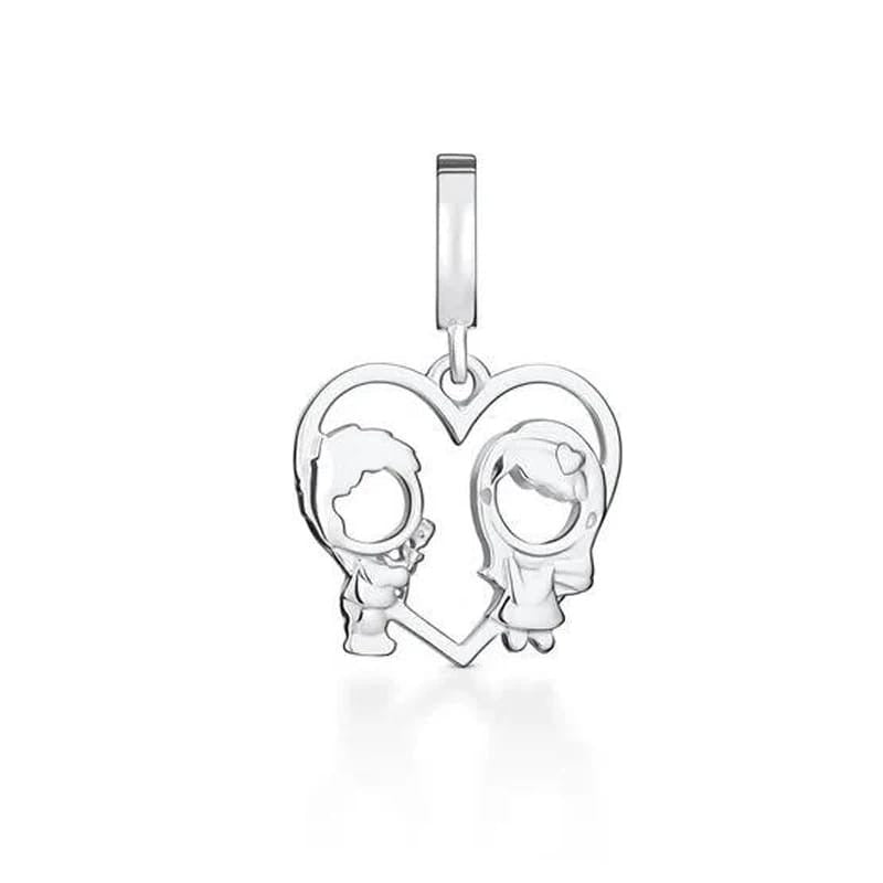 925 Sterling Silver Boy And Girl Dangle Heart Charm Be Fabulous Jewellery