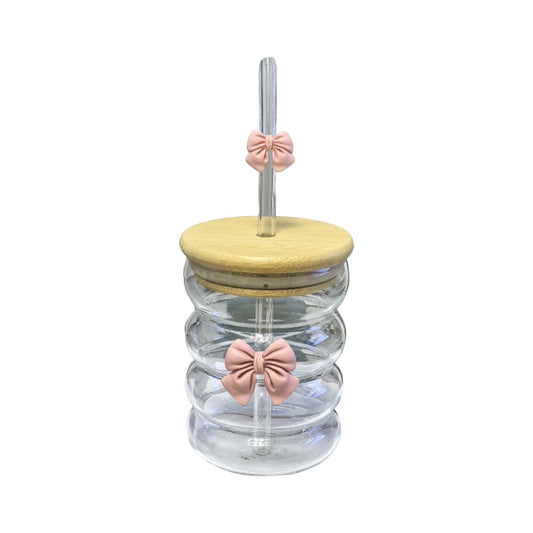 Charming Glass Tumbler with Bow Detail
