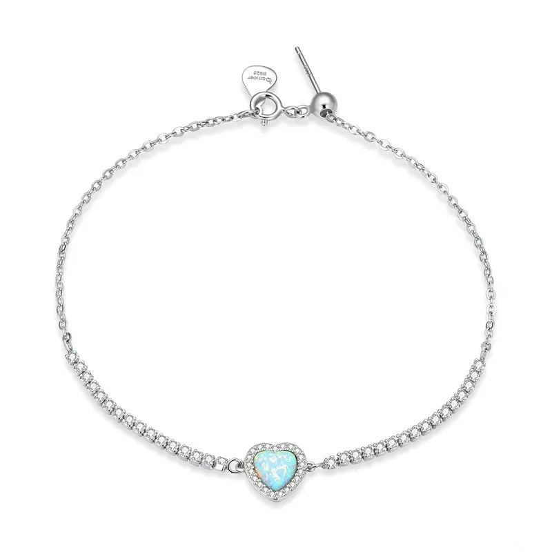 CZ and Opal Heart Bracelet