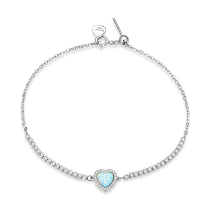 CZ and Opal Heart Bracelet