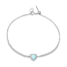 Load image into Gallery viewer, 925 Sterling Silver CZ and Opal Heart Bracelet