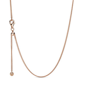 925 Sterling Silver Adjustable Rose Gold Plated Plain Chain