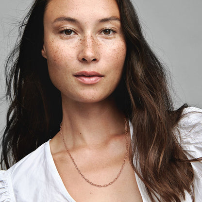 Rose Gold Plated Paperclip Chain Necklace