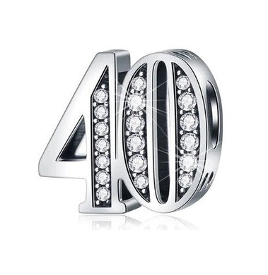 925 Sterling Silver 40 Years CZ Bead Charm