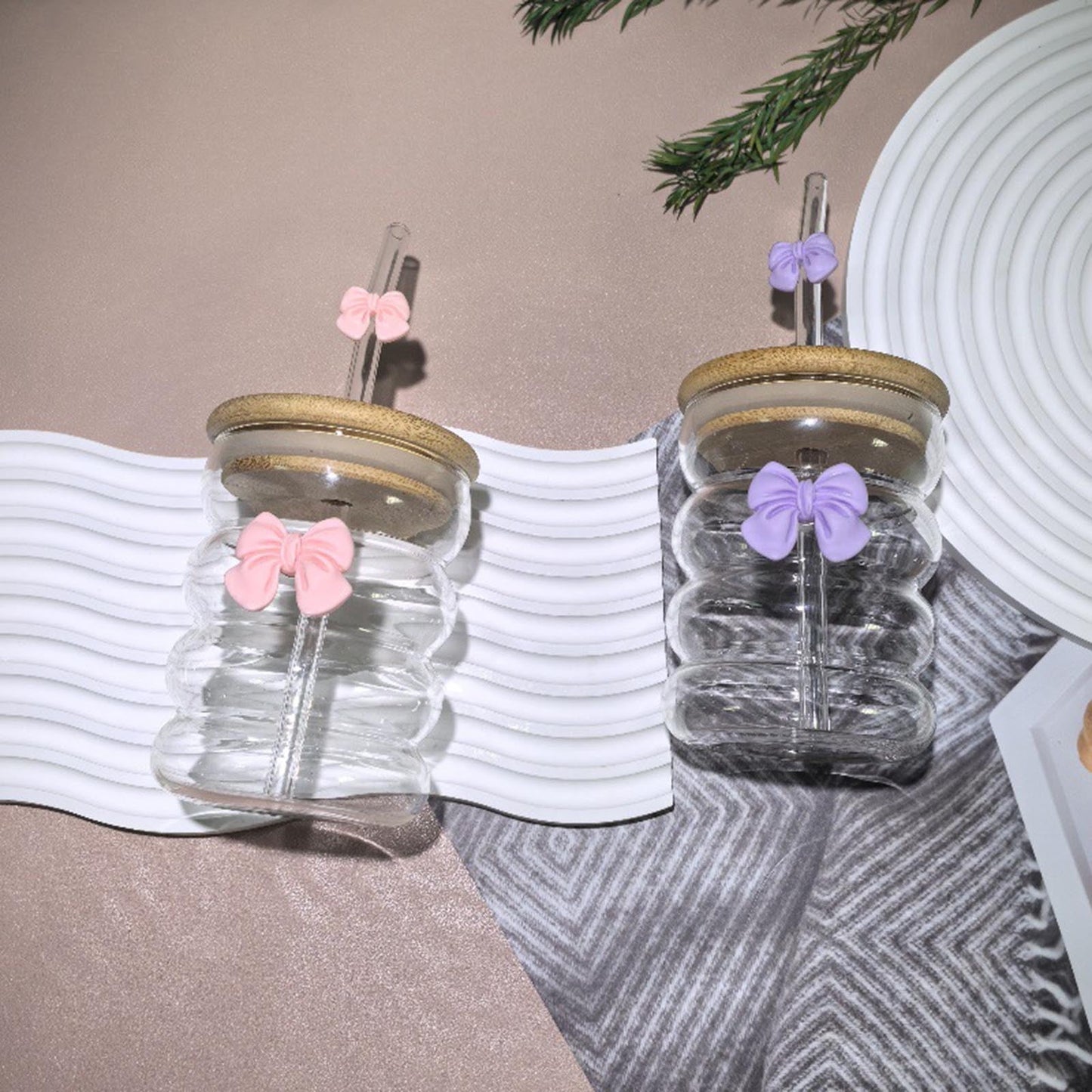 Charming Glass Tumbler with Bow Detail