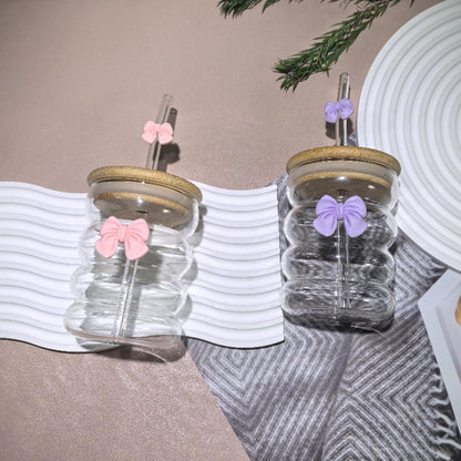 Charming Glass Tumbler with Bow Detail