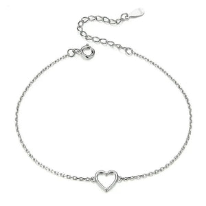 925 Sterling Silver Plain Small Heart Bracelet