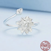 Load image into Gallery viewer, 925 Sterling Silver  Lotus Adjustable Ring