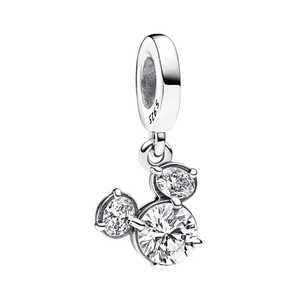 925 Sterling Silver CZ Mickey Mouse Dangle Charm