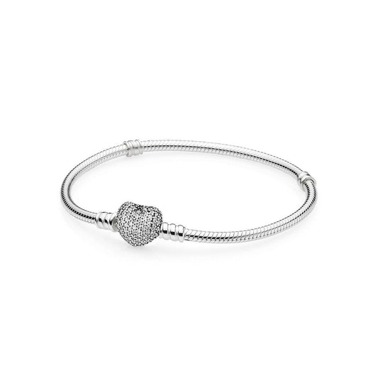 CZ Heart Clasp Snake Bracelet KIDS SIZE