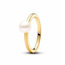 Load image into Gallery viewer, 925 Sterling Silver Gold Plated Pearl Ring