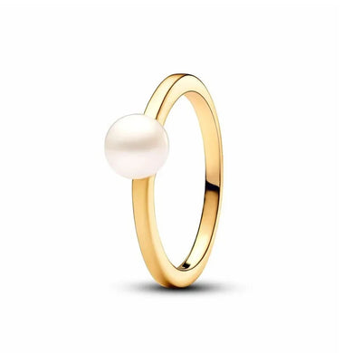 925 Sterling Silver Gold Plated Pearl Ring