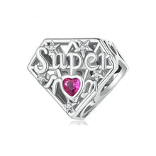 Load image into Gallery viewer, 925 Sterling Silver Super Mom Bead Charm