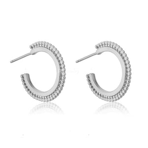 925 Sterling Silver Plain Detailed Hoop Earrings