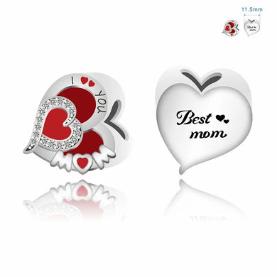 925 Sterling Silver Best Mom Bead Charm