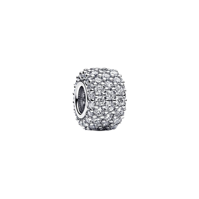 925 Sterling Silver Clear CZ Sparkle Bead Charm