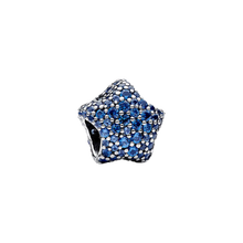 Load image into Gallery viewer, 925 Sterling Silver Sparkling Blue CZ Bead Charm