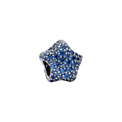 925 Sterling Silver Sparkling Blue CZ Bead Charm