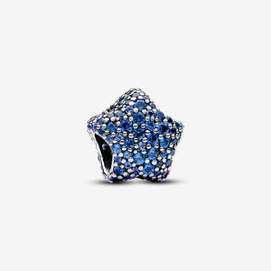 925 Sterling Silver Sparkling Blue CZ Bead Charm