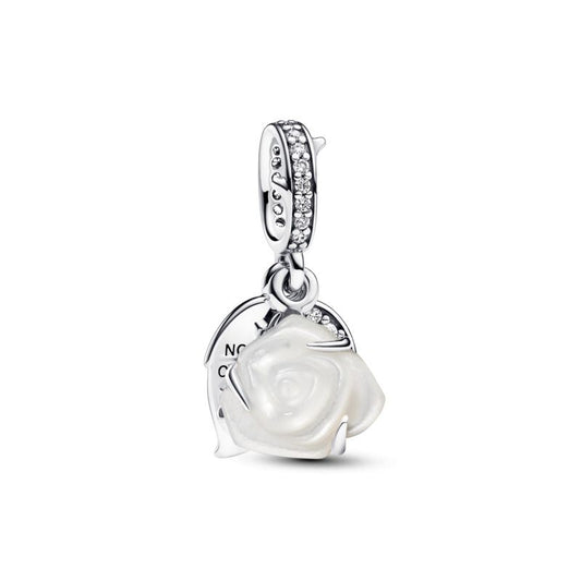 White Rose in Bloom "nothing compares to you" Dangle Charm
